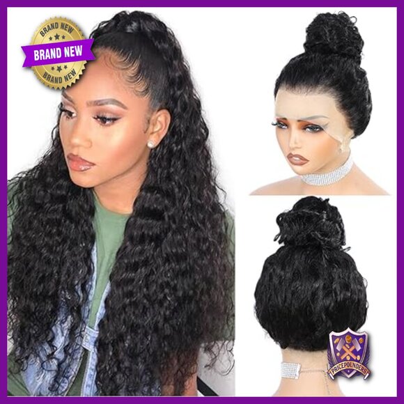 16 Inch Human Hair Deep Wave Wig 360 Lace Front Glueless Drawstring main image 5